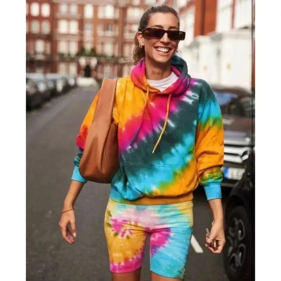 La Detresse Tie Dye High Waist Bike Shorts in Tropicali NWT S - Picture 1 of 6